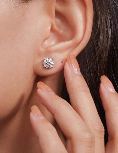 IMOLOVE Moissanite Stud Earrings for Women in Sterling Silver Hypoallergenic 1-3CT D Color Round Cut Moissante Earrings3
