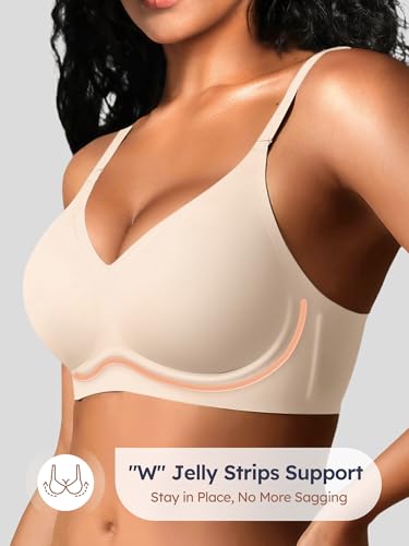 Image of Seamless Wireless Jelly Bras for Women - Lightly Padded Bra with Support, No Underwire Comfortable T-Shirt Bralette