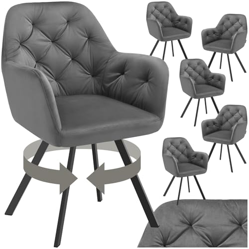 tectake® Lot de 6 Chaise pivotante de Salle à Manger Moderne Fauteuil salon Chaise Ergonomique Rembourrée Confortable Chaise Design Meuble salon pour Salle...