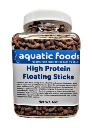 Aquatic Foods Inc. High Protein Floating Sticks for Arowana, Oscars, Koi & All Pond Fish, Aquatic Turtles, All Tropical Fish, APX Size 3/16