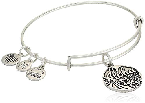 Alex And Ani Replenishment 19 Women's Aloha Charm Bangle, Rafaelian Silver