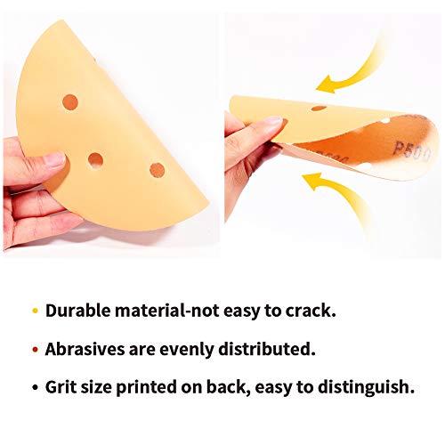SPEEDWOX 50 Pcs Sanding Discs 6 Inches 500 Grit 6 Hole Hook and Loop Sandpaper Dustless Fit for Random Orbital Sander Assortment Yellow Finishing Discs for Automotive Woodworking - Image 3