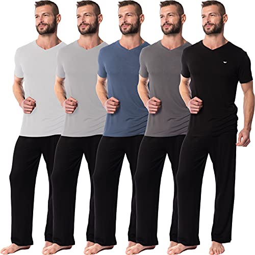 AMERICAN HEAVEN Men's V Neck T-Shirts | Ultra Soft Cotton Rayon Stretch Athletic T - 5 Pack3