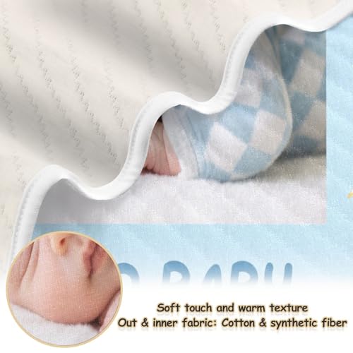 Custom Cute Baby Photo Cartoon Blue Boat Seagull Blanket for Baby Breathable para personalizados Bunny Baby Blanket with Name for Nursery Stroller Crib 30x40in cobijas para2