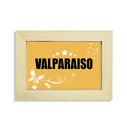 Cuadro de flores de Valparaíso Chile con marco de madera noble artesanal para mesa 2