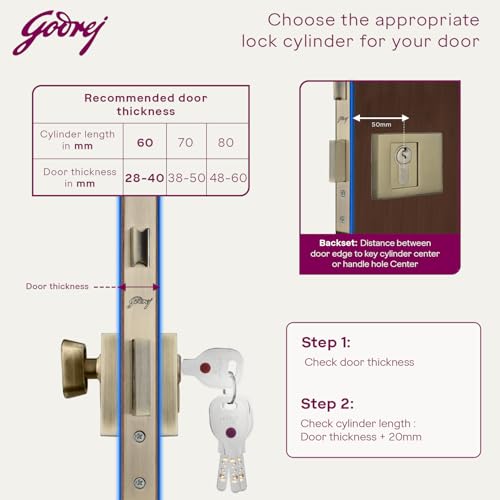 Image of Godrej Cylinder | Europrofile Ulturo XL+ | 1CK 60mm | Antique Brass Finish | Door Thickness Upto 40mm | 4 Keys
