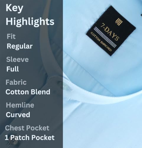 Image of 7-DAYS Men's Premium Formal Shirt - Cotton Rich, Regular Fit, Full Sleeve, Wrinkle-Resistant, with Pocket, Durable & Easy Care - Perfect for Office Wear & Under Suits