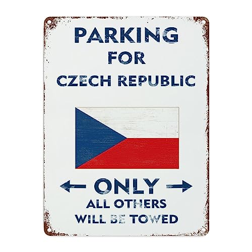 Parking for Czech Republic Only All Others Will Be Towed Street Metal Signs ���B���e�[�W �}�� ���A �x�� �A���~�j�E�� ���^�� �u���L�Ŕ� �� �e���X �� �� �� �J�t�F �p�u 