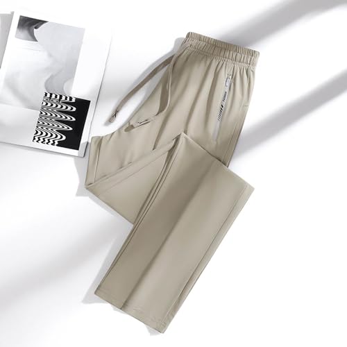 Ice Silk Pants Unisex Quick Drying Elastic Waist Stretch Active Trousers Comfy Fit Casual Breathable Pocket Pant3