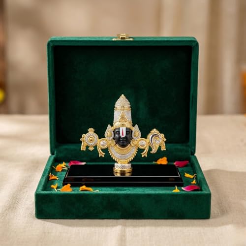 Image of 999 Silver Plated Balaji Idol | 4-Inch Lord Venkateswara Swamy Statue for Sacred Vastu Home Decor | Mandir Showpiece for Pooja Room & Ideal Devotional Gift