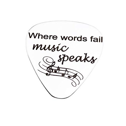 Silver Engraved Stainless Steel Guitar Pick for Him