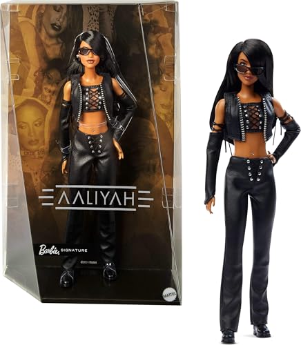 Barbie Signature Aaliyah 11.5' Collectible Doll in Black Faux Leather Outfit