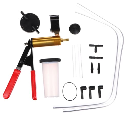 SIXTOL Brake Tester 16 Dispositivo de Purga de Frenos | Bomba de vacío para Purga de Frenos | Set para Comprobador de vacío Manual con Bolsa de Transporte roja