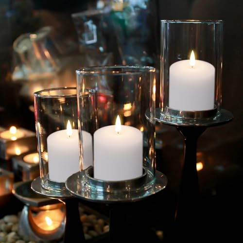 Image of GenSwin Rechargeable Tea Lights Battery Operated, Rechargeable Candles with Remote Timer, LED Tea Lights with Charging Cable, 6 Pack Real Wax LED Votive Candles for Home Decor (White, 2 x 3.2 Inch)