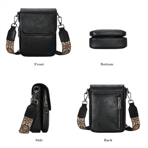 Image of HESHE Small Leather Crossbody Bag for Women RFID Phone Purse with Card Slot | Anti Theft,Genine Leather,Wide Adjustable Strap,Multi-Pocket Fits 6.9 inch Phone Trendy Shoulder Cross Body Bag for Daily,Travel