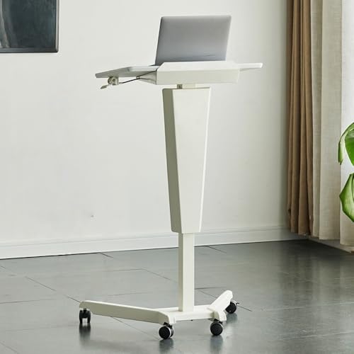 Acnivko 演台 昇降式 司会者台 講演台 説教台 演壇 書見台スタンド ポータブル演台受付デスク 高さ調節可能 角度調節 簡単組立 スタンディングデスク キャスター付き 移動便利 教会/教室用モバイル演台プレゼンテーション/講義/結婚式のスピーチ用の