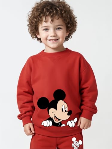 Image of Minicult Kids Cotton Co-ords Full Sleeve Sweatshirt and Pant Set with Character Print