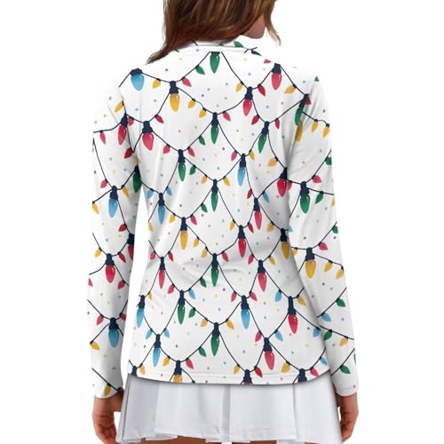 POLERO Women's Long Sleeve Golf Shirts Printed Long Sleeve Zip Up Shirt Athletic Casual Golf Tops3