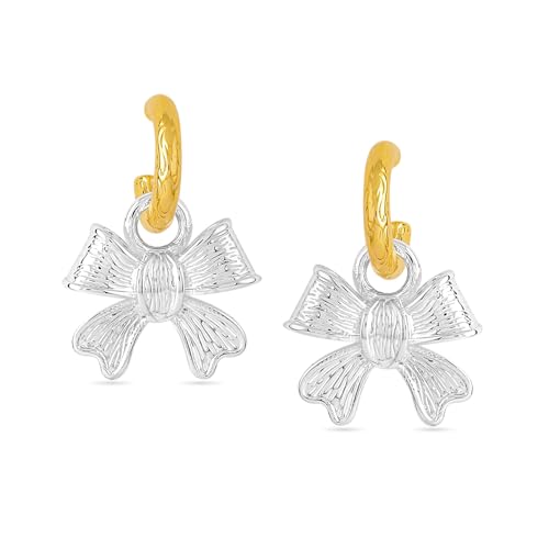 Image of Rubans Hoop Drop Earrings Gold Plated Stylish Trendy Jewellery Gift for Women & Girls