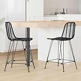Couleur: Noir Générique Chaise de Bar 2 pcs Noir 44,5 x 54,5 x 97,5 cm Rotin et métal,Meubles,Fauteuils et chaises,Tabourets de Bar,Noir,19.36 KG,42011548