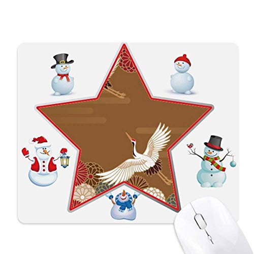 Tapis de souris géométrie de grues fleurs et bonhomme de neige