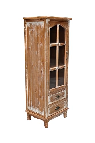 Image of LKTART 55 inch Tall Solid Wood Kitchen Pantry Storage Cabinet with Drawers | Solid Wood Frame;Farmhouse /French Country Narrow Corner Glass Display Cabinet;Narrow Storage Cabinet;Tall Accent Cabinet