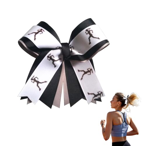 Running Cheer Hair Bow Tie for Cheerleading Cheer Bows for Cheerleaders Elastic Hair Bow Scrunchie for Women Birthday Gifts for Runners Bow Ponytail Holders for Thick Thin Hair Bands for Women's Hair image 4