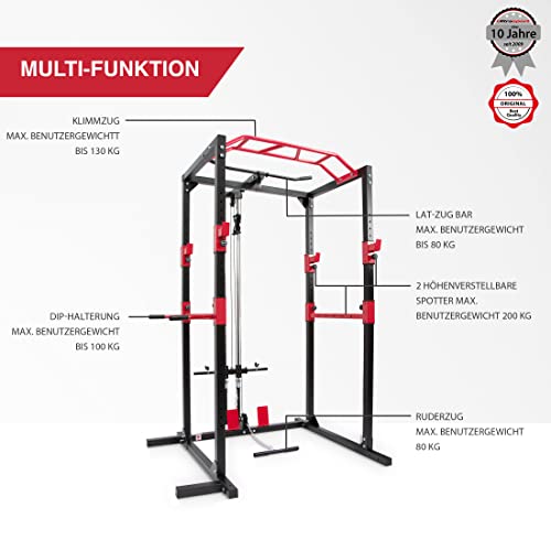 Ultrasport Multifunktionales Power Rack, Basic Power Rack, Griff-Set, bestehend aus Rudergriff und Trizepsseil zur… – Bild 3