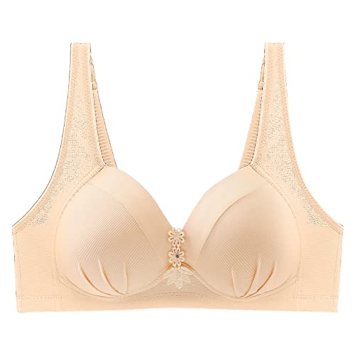 Sin anillo de acero, sujetador delgado para mujer, color sólido, decoración bordada, transpirable, recoge ropa interior, sujetador cómodo bikini top, a, 100B-C