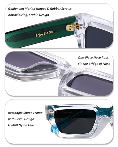 Image of Roneyee Rectangle Sunglasses Men Women Trendy Retro Sunglass UV Protection Fashion Acetate Stylish Square