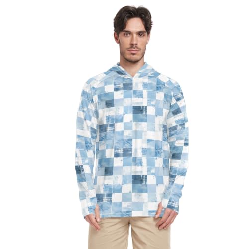 Sweat à capuche homme rashguard UV bleu clair pour plage et nautisme