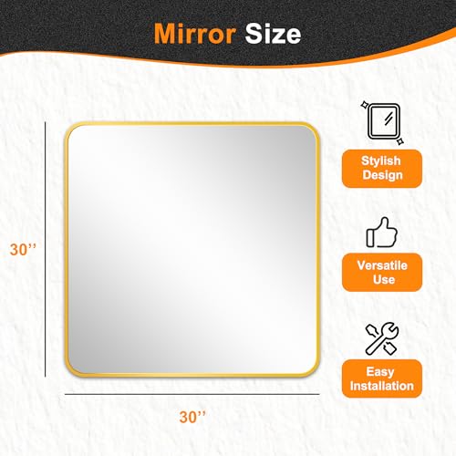 Image of Delma Bathroom Vanity Mirror, Gold Framed Mirror for Over Sink, 30x30