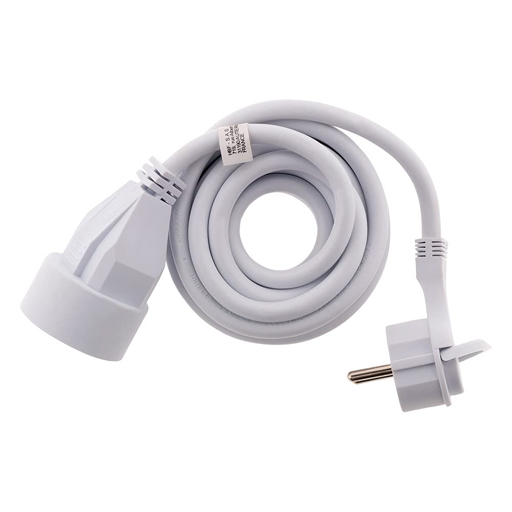 Zenitech - Przedłużacz 16A 2P+T - Biały - 3m - z płaską wtyczką