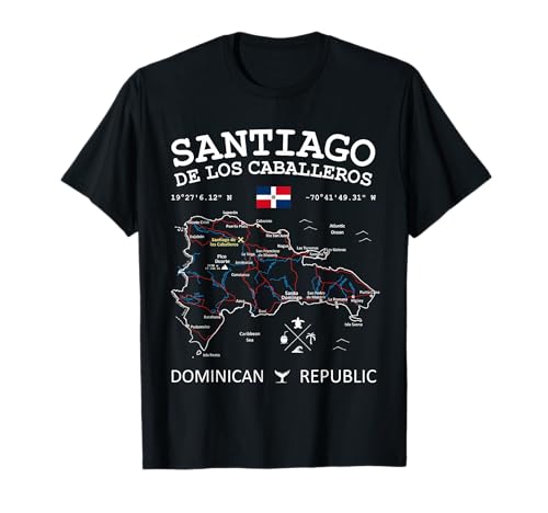 Santiago de los Caballeros DR Map Flag T-Shirt