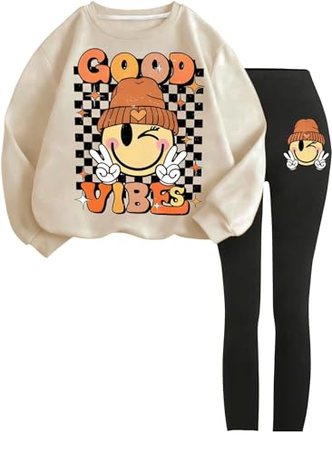 Image of Tween Girl Clothes Cartoon Sweatshirt Elastic Waist Sweatpants 2PCs Girls' Fall Clothing Sets