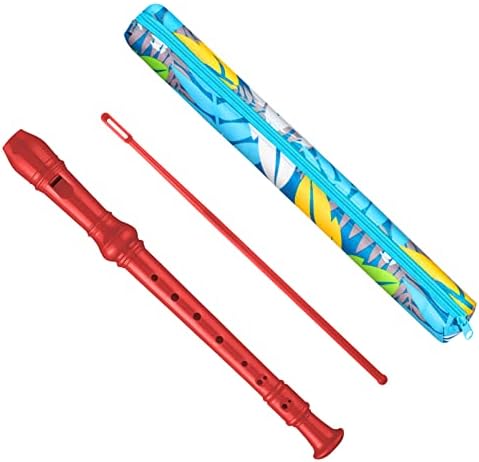 Descant Soprano Recorder Music Recorder Instrument For Kids Flute Kids Recorder With Cleaning Rod + Case Bag (Red)