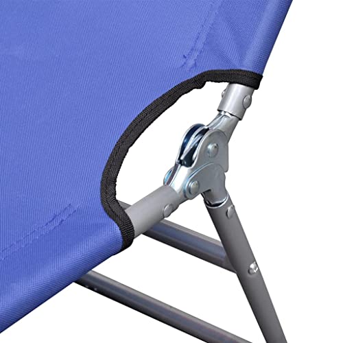 Chaise longue pliante acier bleu stable et compacte avec dossier réglable ergonomique - 6