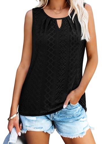 WIHOLL Womens Tank Tops Loose Fit Casual Sleeveless Tops Keyhole Neck Trendy Summer Tops Flowy Clothes Outfits 20252