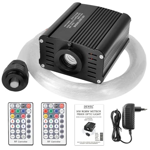 Luce in Fibra Ottica, 16W RGBW Cielo Stellato, 450 pz*0.75mm*2m LED per Casa/Auto, Telecomando a 28 Tasti/Starry Sky Plafoniere Kit per Soffitto Room Decor