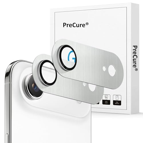 Image of PreCure (2 Pack) Camera Lens Protector Compatible with iPhone 17 Air, Premium Brushed Aluminum Alloy Frame + Tempered Glass, Precise Camera Cutouts, Anti-Scratch, Ultra HD Clarity - Silver