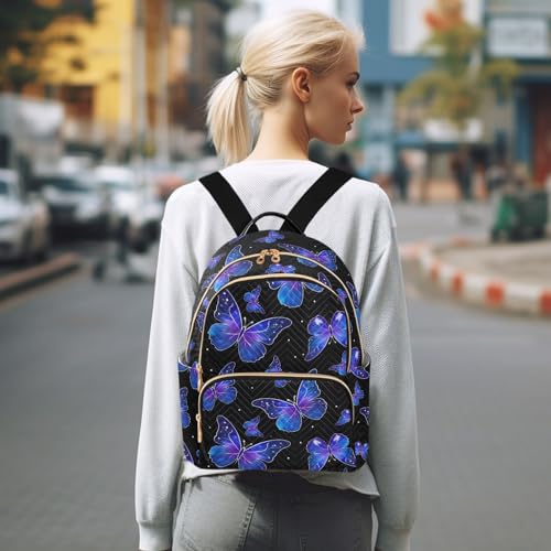 Image of ALAZA Butterfly Print Galaxy Starry Small Backpack Purse for Women Travel Bag Fashion Daypack Back Pack Shoulder Bag