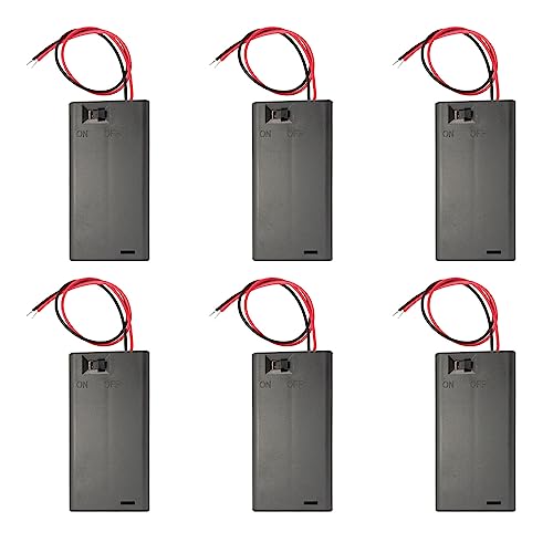 2AA Battery Holder, 6 Pcs 2 x 1.5V AA Battery Case with Switch, 2X 1.5V AA Battery Caddy Wire Leads...