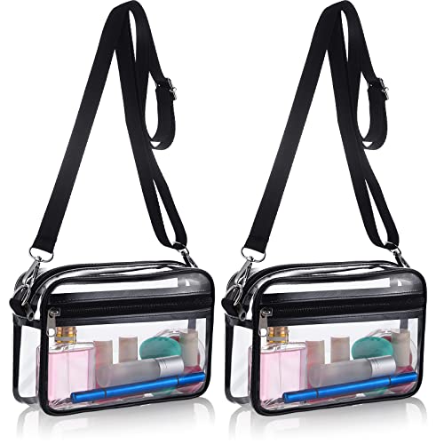 2 Pcs Clear Crossbody Purse Bag Stadium Approved Bag Transparent Shoulder Bag For Sports Games Concerts And Festivals (Rectangle Style) #TOP16