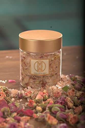 Omm Collection Natural Floral Soaking Bath Salt - Detox Body & Foot Soak - Bath Salt With Rose & Jasmine Petals - Pink Himalayan & Dead Sea Salt Flakes - Relaxing Bath Soak For Sore Muscles, Aches #TOP3