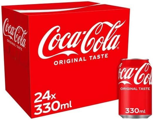 Coca Cola Original Taste | Sparkling Soft Drink | Great Coke Taste | 330ml Cans | Regular Cola Cans Soft Beverages (Pack of 48) (Pack Of 24)