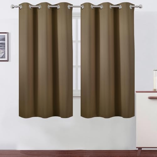 Image of LEMOMO Blackout Curtains 42 x 63 inch /Brown Curtains Set of 2 Panels /Thermal Insulated Room Darkening Bedroom Curtains