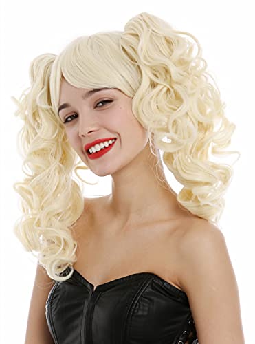 WIG ME UP - ZM-1184-613 Perruque dames lolita cosplay courte lisse avec longues couettes bouclées blond clair