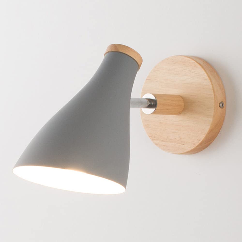 Mengjay Vintage Wooden Wall Sconce Light Indoor Rustic Wall Light Metal Sconce Wall Lights E27 Base Lighting Fixture for Indoor Home Living Room Bedroom Hallway Shop (Gray)