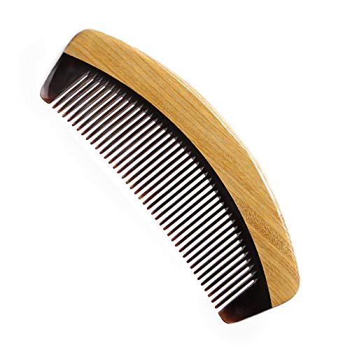 Fine Tooth Comb - Natural Aroma Green Sandalwood Ox Horn Combs for Women Men and Girls - Handmade Anti-Static Hair Comb for Thin Hair