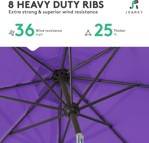 Image of JEAREY 10FT Outdoor Patio Umbrella, Market Umbrella, Dark Purple
